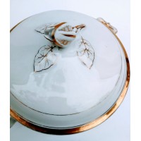 Waza z uchwytem w kształcie pąka kwiatu, porcelana złocona